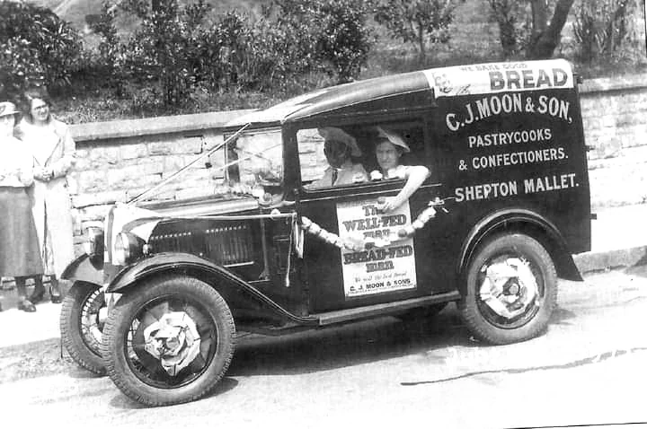An archival C. J. Moon and Son bakery delivery van